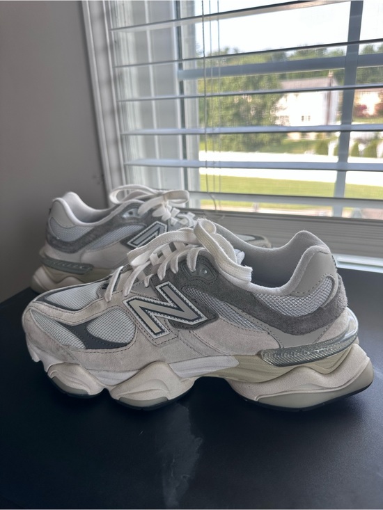 New Balance Shoes - $125 OBO - New Balance women’s White Gray 9060 Sneakers with Subtle Maroon Accen